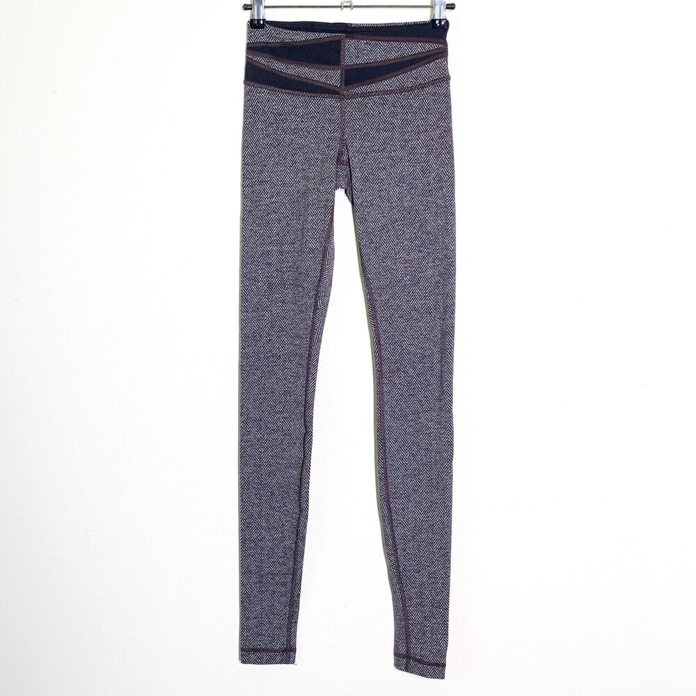 FINAL Lululemon Wunder Under Pant Leggings 2 Giant Herringbone Black Heathered